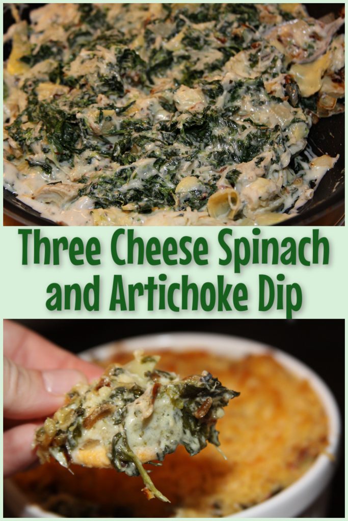 Favorite Three Cheese Spinach and Artichoke Dip - For the Love of Food
