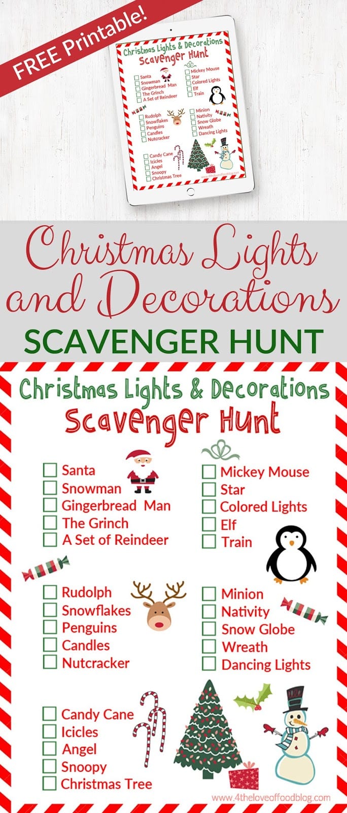 Christmas Lights and Decorations Scavenger Hunt - Free Printable! - For ...