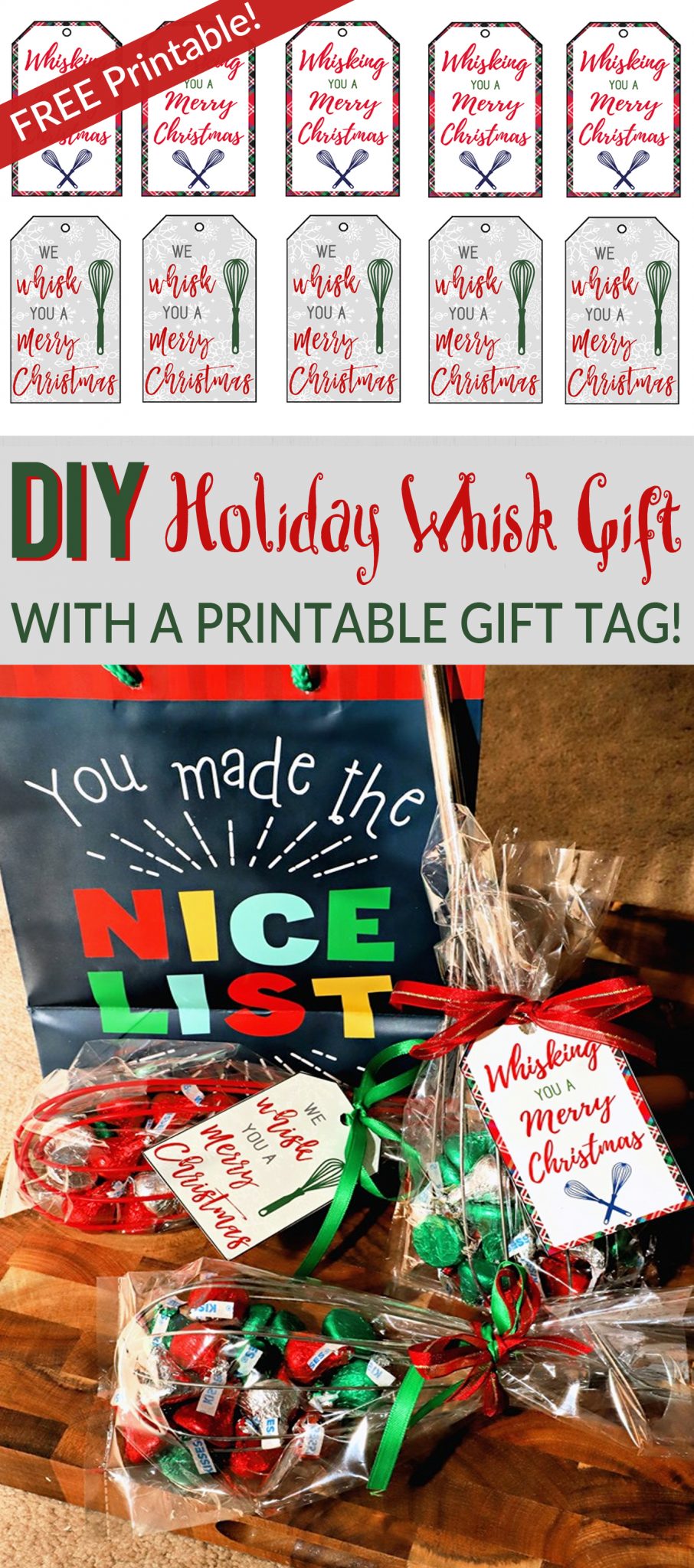 DIY Holiday Whisk Gift Idea + Printable Tags - For the Love of Food