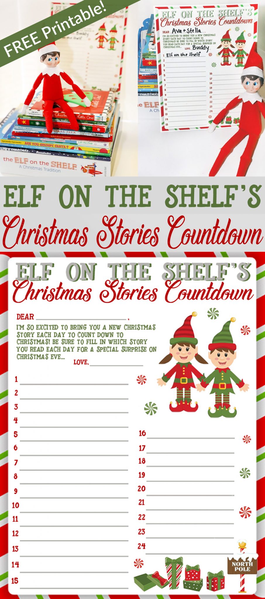 Elf on the Shelf Christmas Stories Countdown Printable