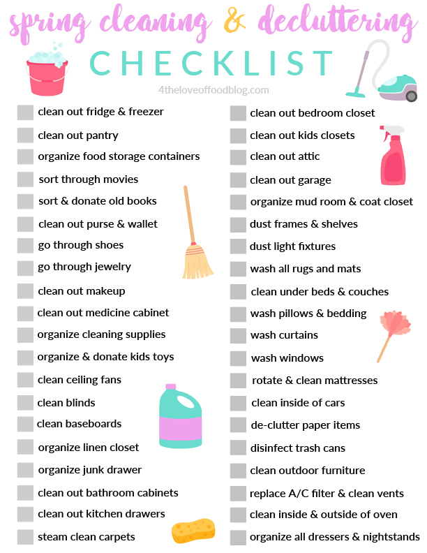 Spring Cleaning and Decluttering Printable Checklist For the Love of Food