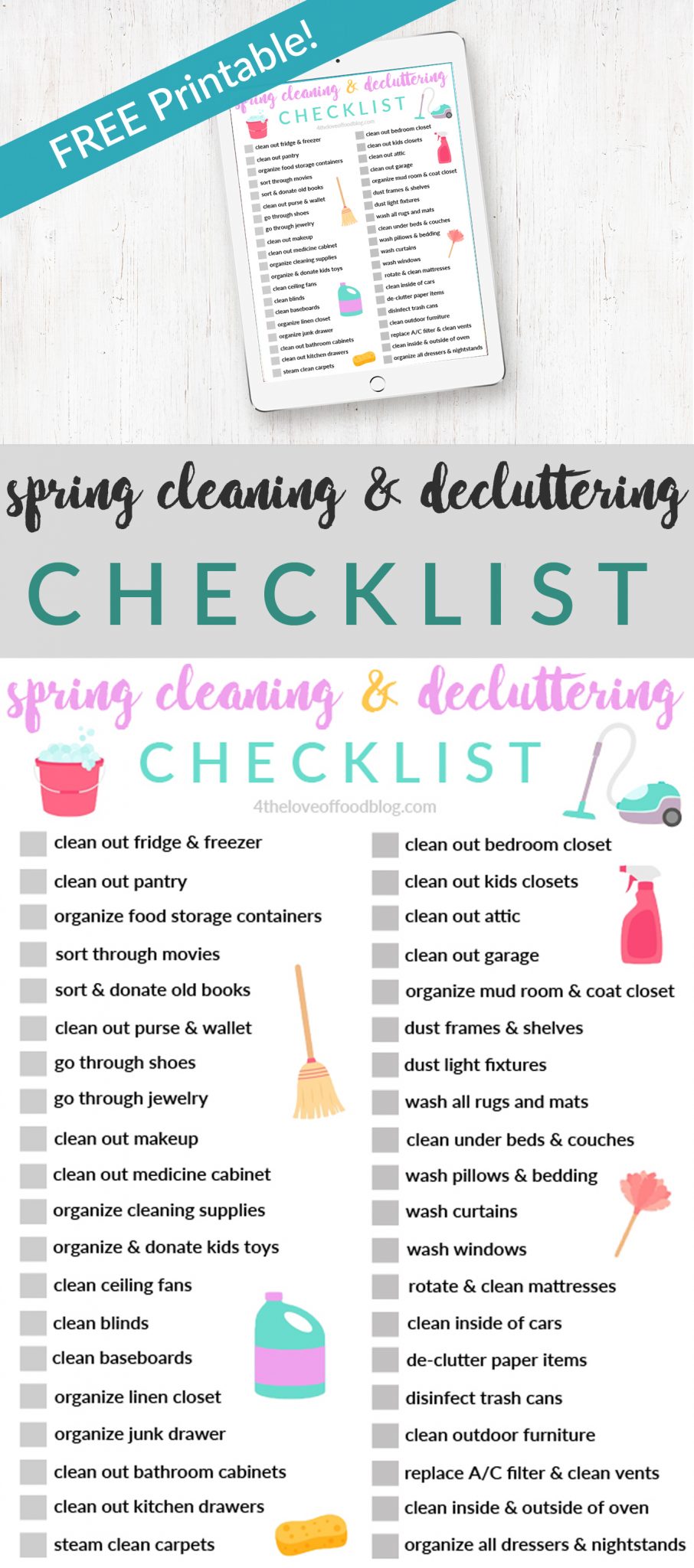 Spring Cleaning And Decluttering Printable Checklist For The Love Of Food