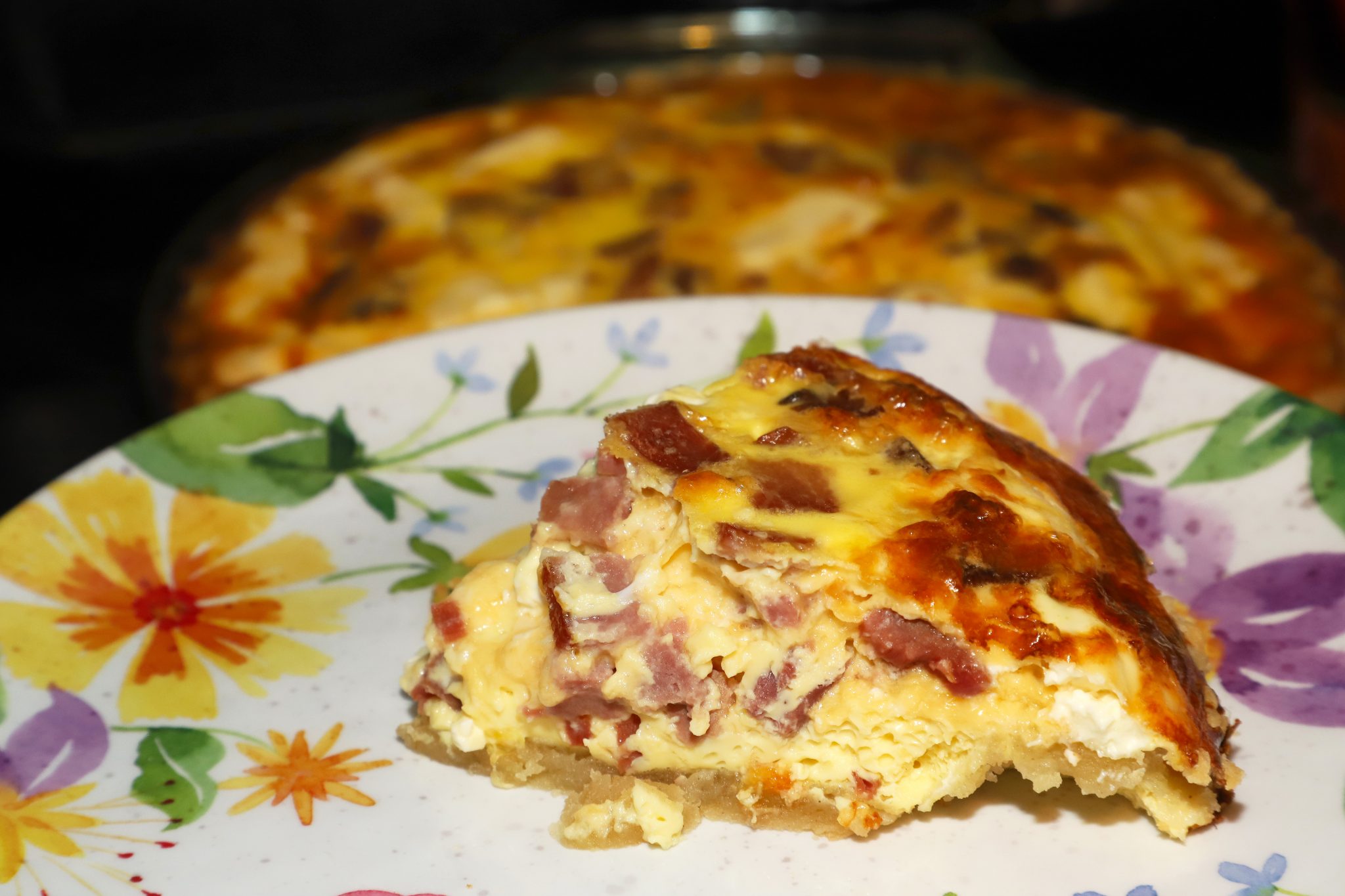 Deep Dish Ham and Gouda Quiche - For the Love of Food