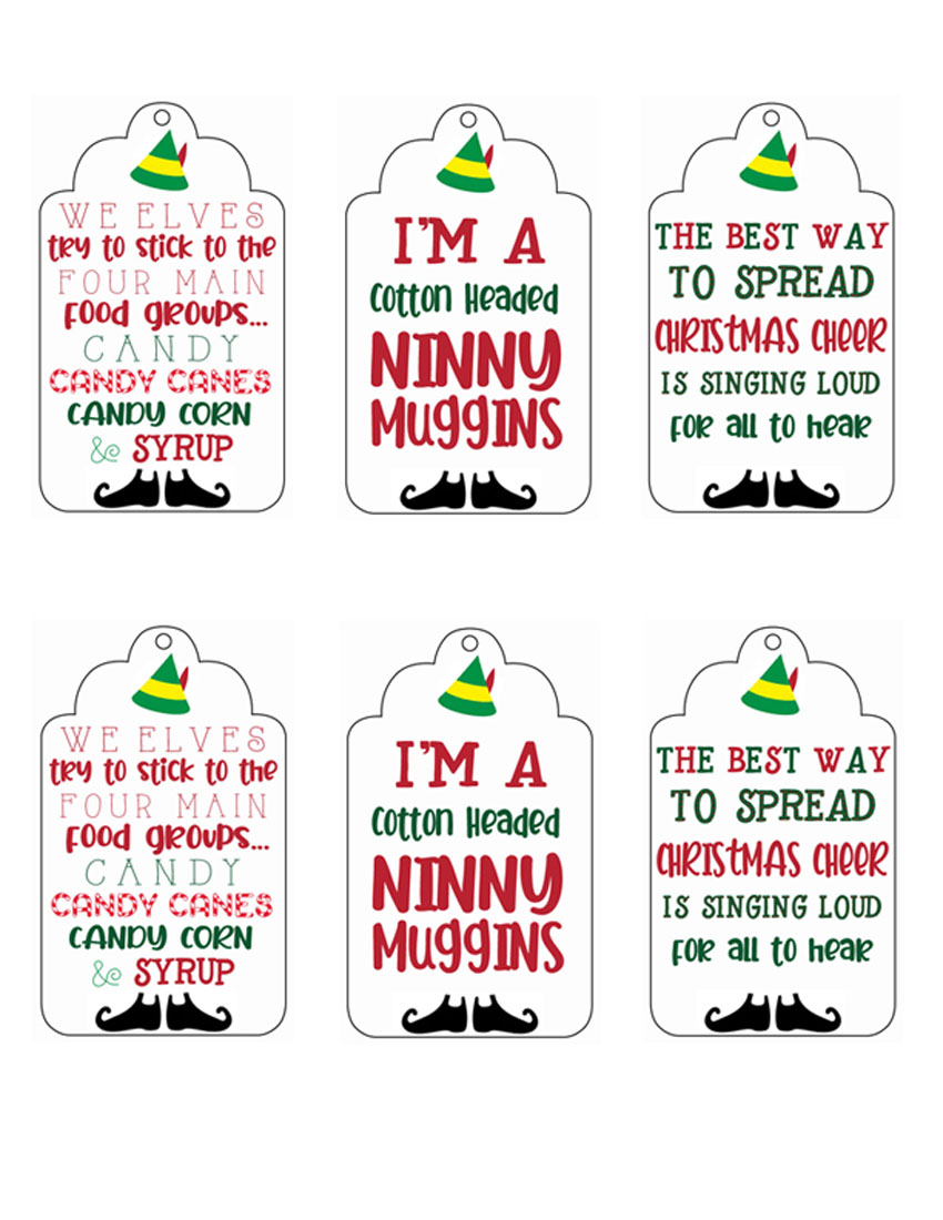 Printable "Elf" Movie Themed Holiday Tags and Gift Baskets For the