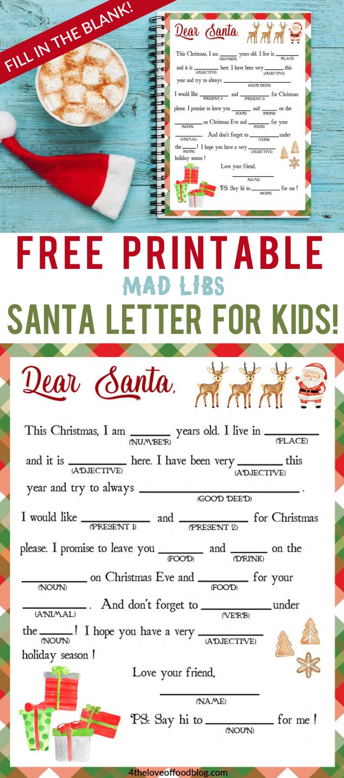 Printable Mad Libs Santa Letter For Kids - For the Love of Food