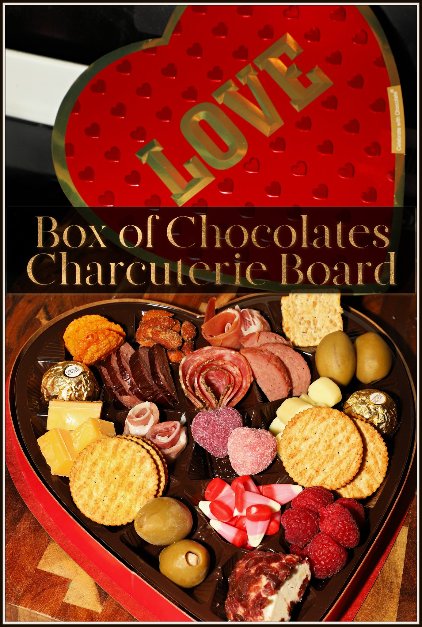 Box of Chocolates Charcuterie Board for Valentine’s Day