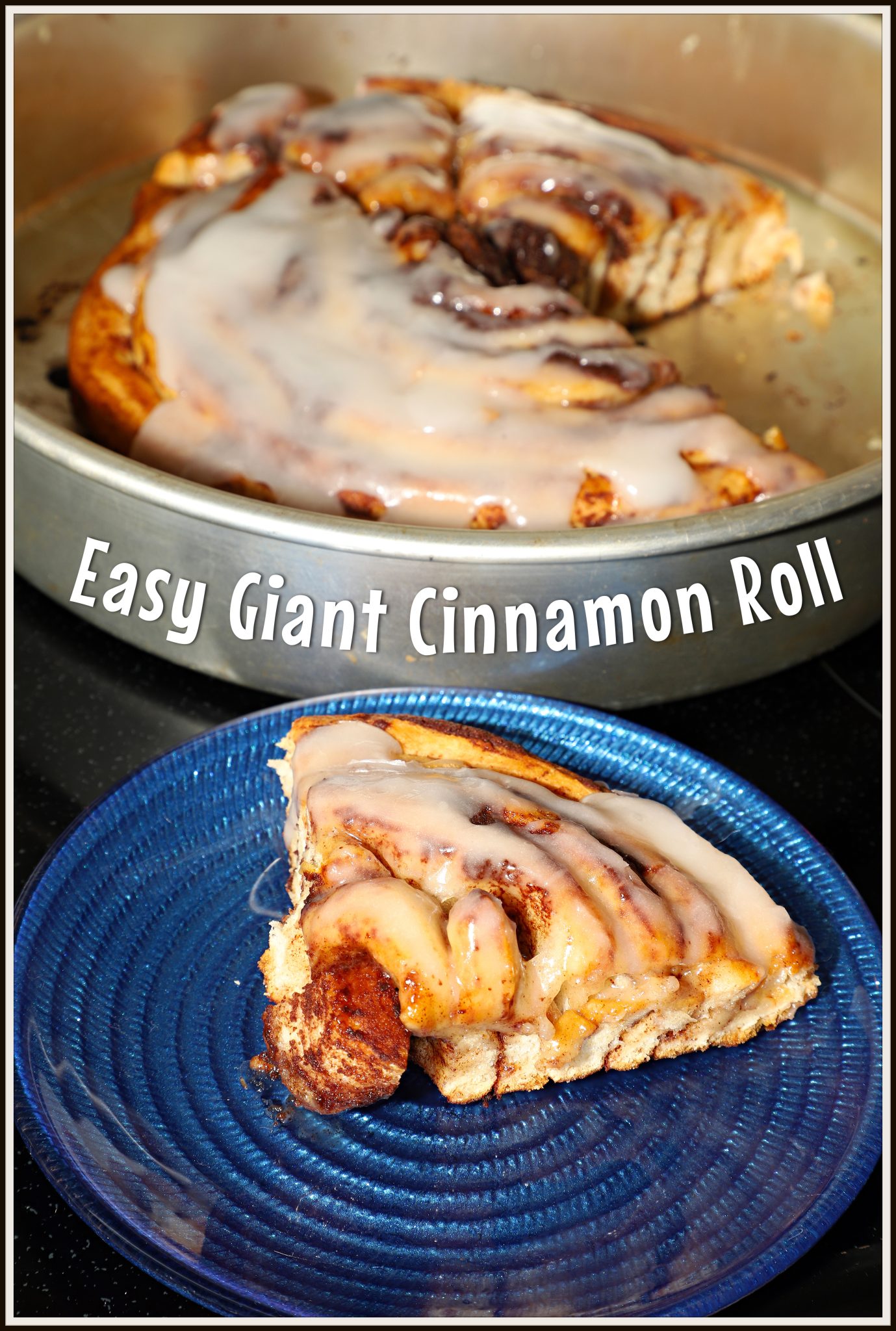 Easy Giant Cinnamon Roll - For the Love of Food