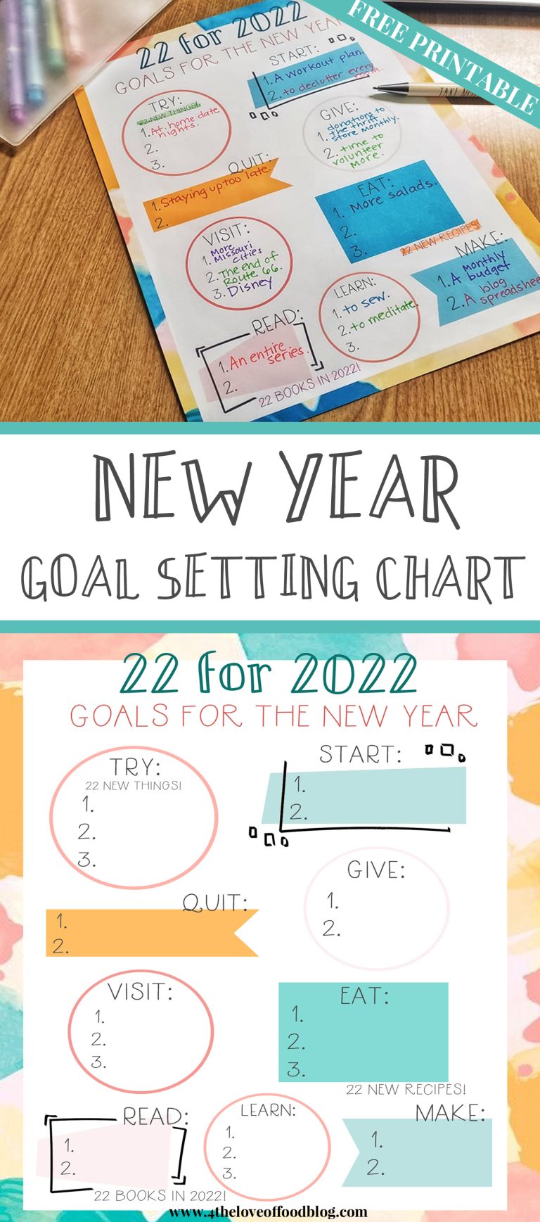 New Year Goal Setting Chart 