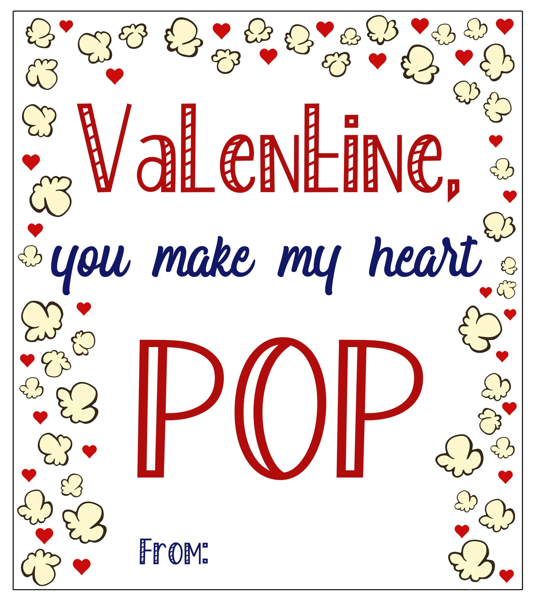 Popcorn Themed Valentine's Day Printable Cards And Gift Tags - For The 