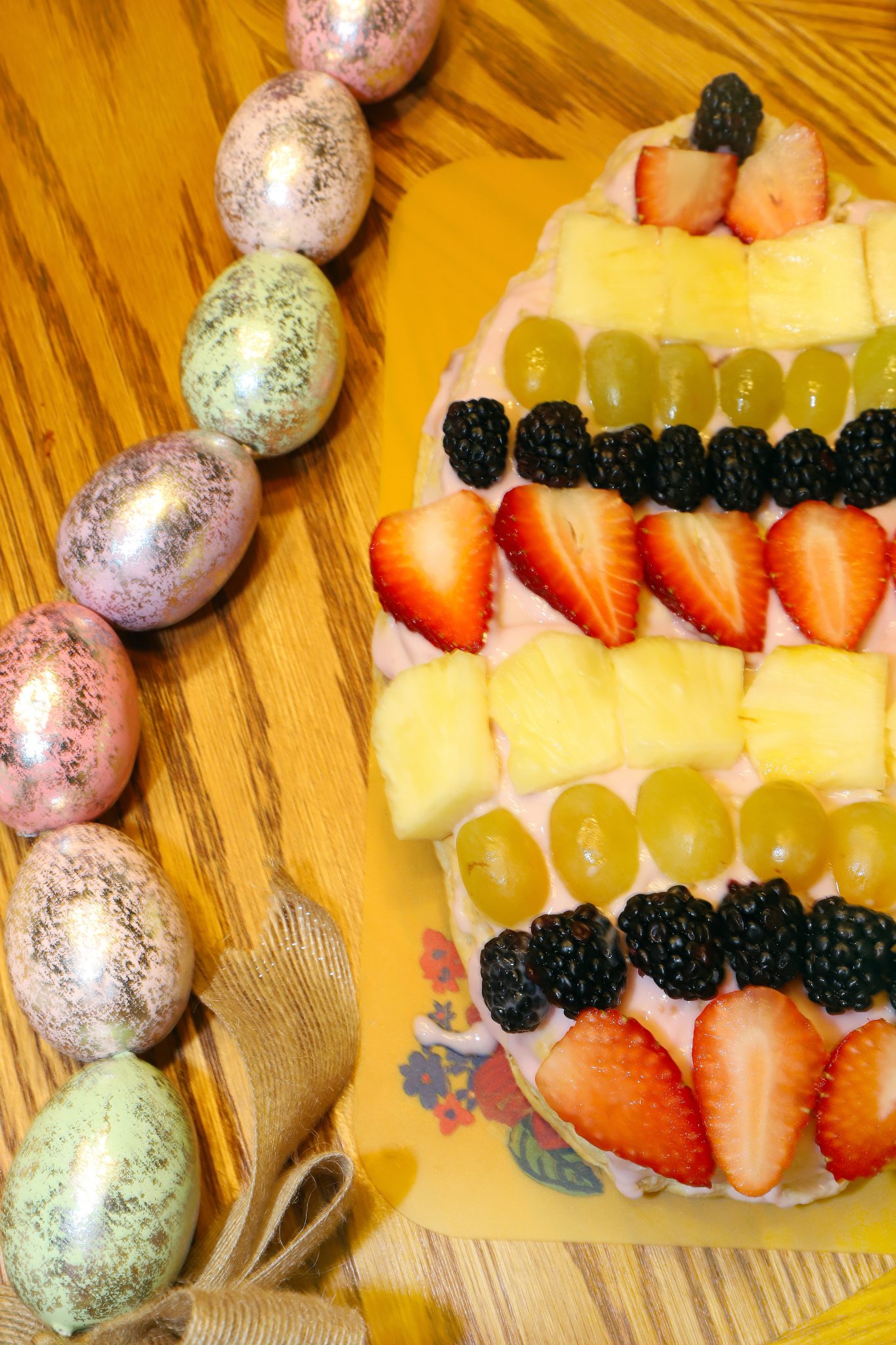 Easter Egg Shaped Dessert Fruit Pizza - For the Love of Food