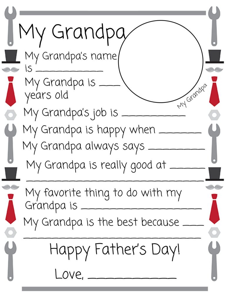 Printable Fathers Day Questionnaires T Idea For The Love Of Food