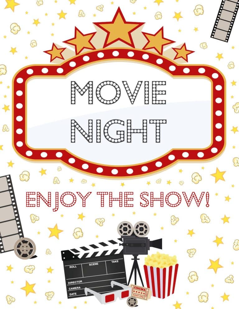 Movie Night Printable Sign and Ticket Gift Tags - For the Love of Food