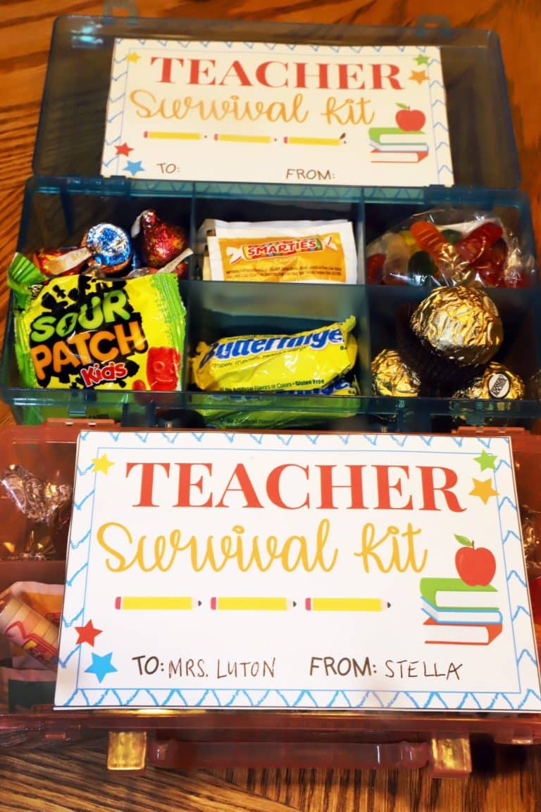 Teacher Survival Kit Gift Idea and Printable Tags - For the Love of Food